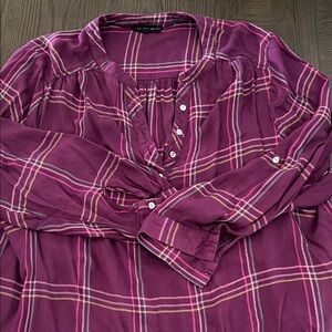 Jane and Delancey Purple Plaid Long Sleeve Top